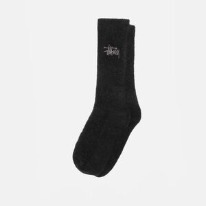 STUSSY Shaggy MOHAIR Blend Socks - Black w/ Embroidered Logo